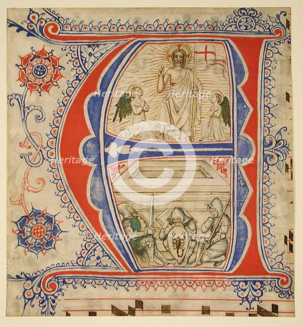 Manuscript Leaf Showing an Illuminated Initial A..., second half of 14th-early 15th century. Creator: Unknown.