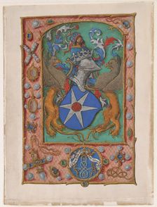 Manuscript Leaf with Coat of Arms, from a Book of Hours, ca. 1500. Creator: Unknown