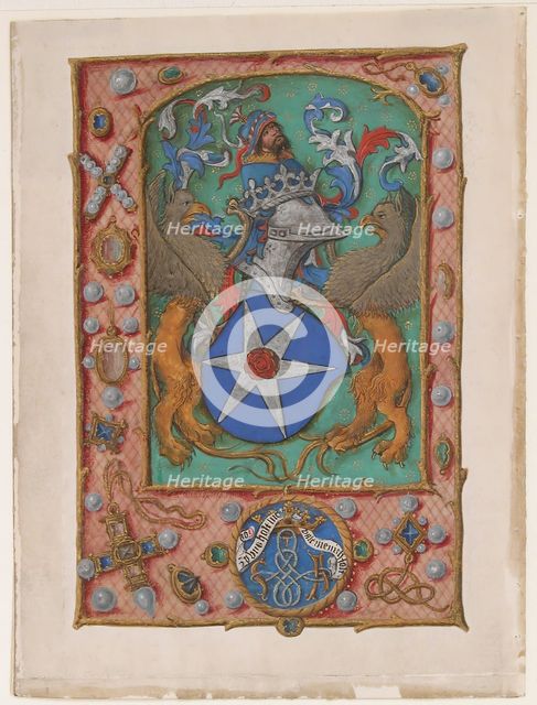 Manuscript Leaf with Coat of Arms, from a Book of Hours, ca. 1500. Creator: Unknown.