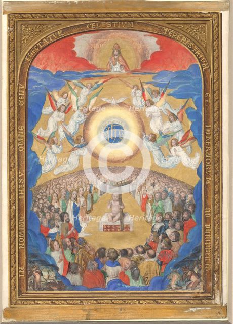 Manuscript Leaf with Adoration of the Holy Name, from a Book of Hours, after 1530 (?). Creator: Influence of Simon Bening (Netherlandish, Ghent (?) 1483/84-1561 Bruges).