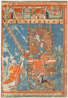 Manuscript Leaf with Dedication of a Book to the Virgin, ca. 1400. Creator: Unknown