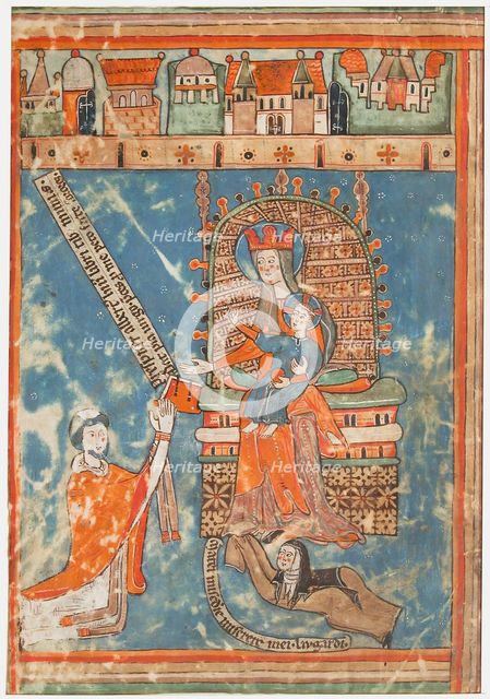 Manuscript Leaf with Dedication of a Book to the Virgin, ca. 1400. Creator: Unknown.