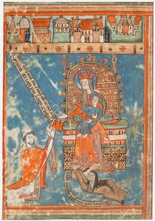 Manuscript Leaf with Dedication of a Book to the Virgin, German, ca. 1400. Creator: Unknown