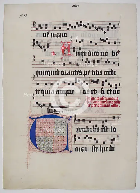 Manuscript Leaf with Initial T, from a Gradual, German, second quarter 15th century. Creator: Unknown.