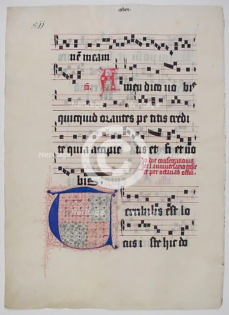 Manuscript Leaf with Initial T, from a Gradual, German, second quarter 15th century. Creator: Unknown.