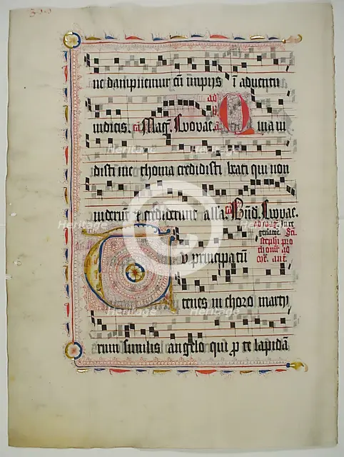 Manuscript Leaf with Initial T, from an Antiphonary, German, second quarter 15th century. Creator: Unknown.