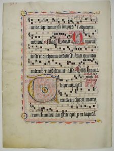 Manuscript Leaf with Initial T, from an Antiphonary, German, second quarter 15th century. Creator: Unknown