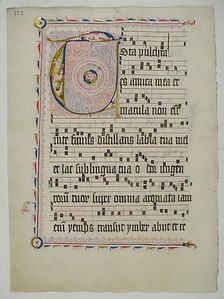 Manuscript Leaf with Initial T, from an Antiphonary, German, second quarter 15th century. Creator: Unknown