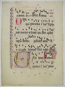 Manuscript Leaf with Initial V, from an Antiphonary, German, second quarter 15th century. Creator: Unknown