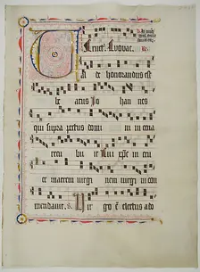 Manuscript Leaf with Initial V, from an Antiphonary, German, second quarter 15th century. Creator: Unknown