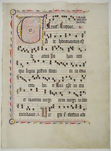 Manuscript Leaf with Initial V, from an Antiphonary, German, second quarter 15th century. Creator: Unknown