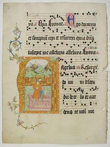 Manuscript Leaf with Initial A, from a Gradual, German, second quarter 15th century. Creator: Unknown