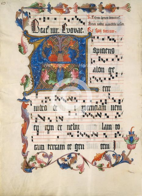 Manuscript Leaf with Initial A, from an Antiphonary, ca. 1425-50. Creator: Unknown.