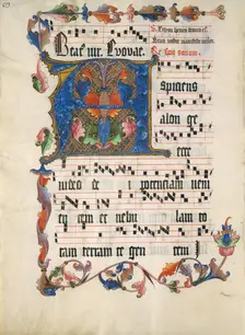 Manuscript Leaf with Initial A, from an Antiphonary, German, ca. 1425-50. Creator: Unknown