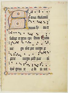 Manuscript Leaf with Initial A, from an Antiphonary, German, second quarter 15th century. Creator: Unknown
