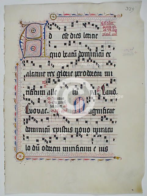 Manuscript Leaf with Initial A, from an Antiphonary, German, second quarter 15th century. Creator: Unknown.