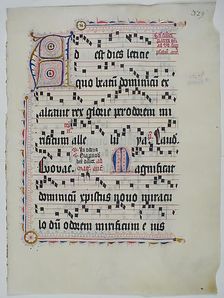 Manuscript Leaf with Initial A, from an Antiphonary, German, second quarter 15th century. Creator: Unknown