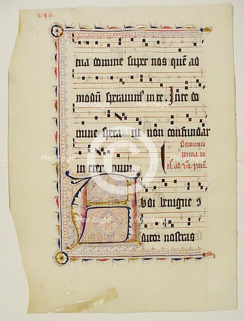 Manuscript Leaf with Initial A, from an Antiphonary, German, second quarter 15th century. Creator: Unknown.