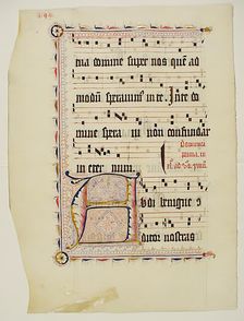 Manuscript Leaf with Initial A, from an Antiphonary, German, second quarter 15th century. Creator: Unknown