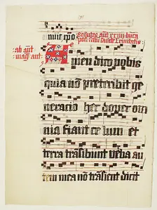 Manuscript Leaf with Initial A, from an Antiphonary, German, second quarter 15th century. Creator: Unknown