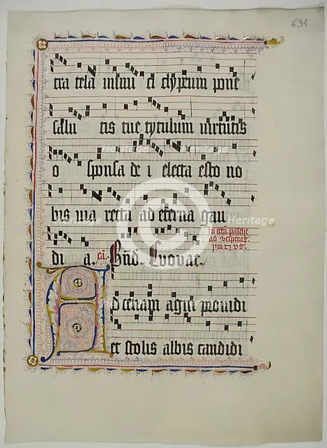 Manuscript Leaf with Initial A, from an Antiphonary, German, second quarter 15th century. Creator: Unknown.