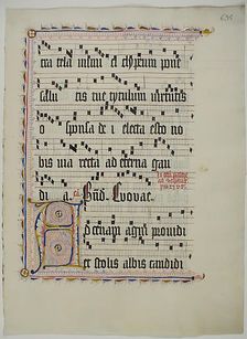 Manuscript Leaf with Initial A, from an Antiphonary, German, second quarter 15th century. Creator: Unknown