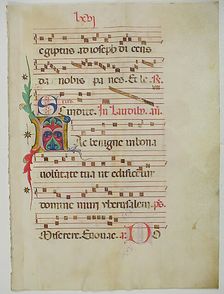 Manuscript Leaf with Initial A, from an Antiphonary, Italian, 15th century. Creator: Unknown