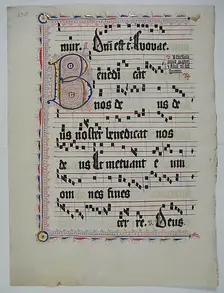 Manuscript Leaf with Initial B, from an Antiphonary, German, second quarter 15th century. Creator: Unknown