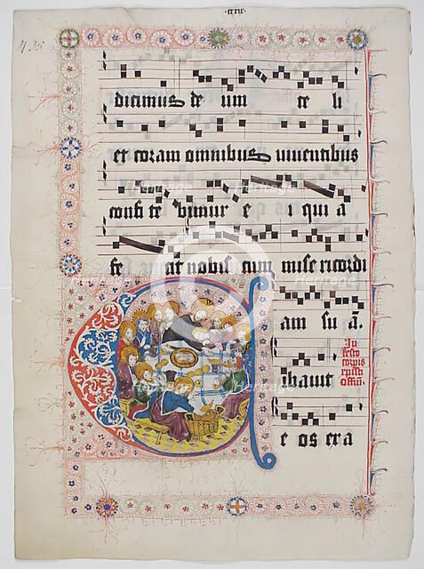Manuscript Leaf with Initial C, from a Gradual, German, second quarter 15th century. Creator: Unknown.