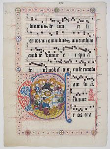 Manuscript Leaf with Initial C, from a Gradual, German, second quarter 15th century. Creator: Unknown