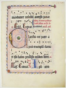 Manuscript Leaf with Initial C, from an Antiphonary, German, ca. 1425-50. Creator: Unknown