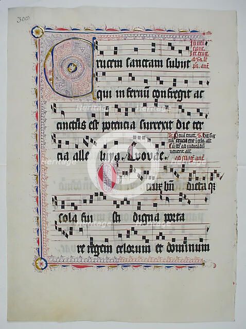 Manuscript Leaf with Initial C, from an Antiphonary, German, second quarter 15th century. Creator: Unknown.
