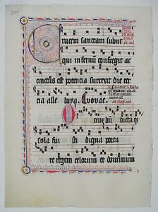 Manuscript Leaf with Initial C, from an Antiphonary, German, second quarter 15th century. Creator: Unknown