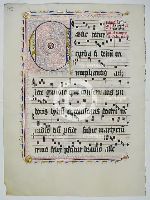Manuscript Leaf with Initial C, from an Antiphonary, German, second quarter 15th century. Creator: Unknown.