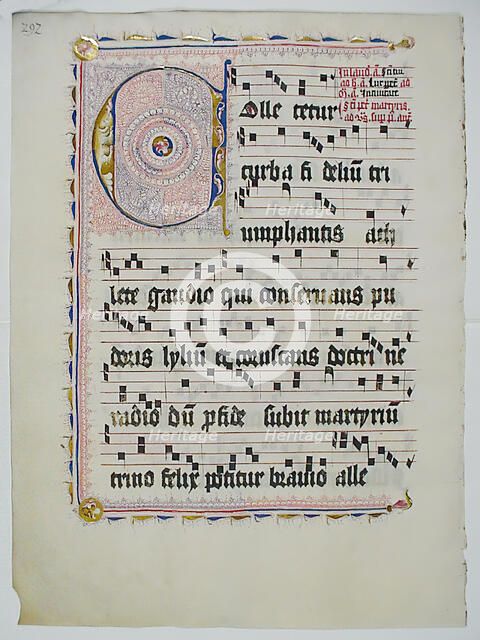 Manuscript Leaf with Initial C, from an Antiphonary, German, second quarter 15th century. Creator: Unknown.