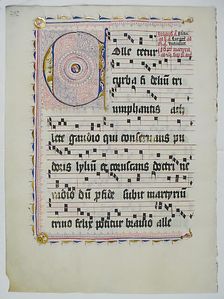 Manuscript Leaf with Initial C, from an Antiphonary, German, second quarter 15th century. Creator: Unknown