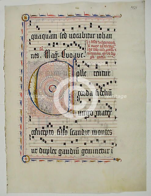 Manuscript Leaf with Initial C, from an Antiphonary, German, second quarter 15th century. Creator: Unknown.