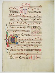 Manuscript Leaf with Initial C, from an Antiphonary, Italian, 15th century. Creator: Unknown