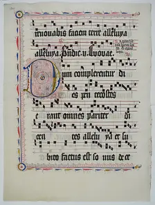 Manuscript Leaf with Initial D, from an Antiphonary, German, second quarter 15th century. Creator: Unknown