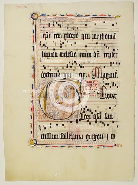 Manuscript Leaf with Initial F, from an Antiphonary, German, second quarter 15th century. Creator: Unknown.