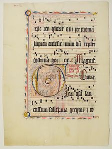 Manuscript Leaf with Initial F, from an Antiphonary, German, second quarter 15th century. Creator: Unknown