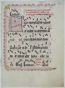 Manuscript Leaf with Initial F, from an Antiphonary, German, second quarter 15th century. Creator: Unknown