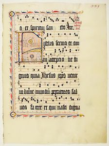Manuscript Leaf with Initial F, from an Antiphonary, German, second quarter 15th century. Creator: Unknown