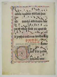 Manuscript Leaf with Initial G, from an Antiphonary, German, second quarter 15th century. Creator: Unknown