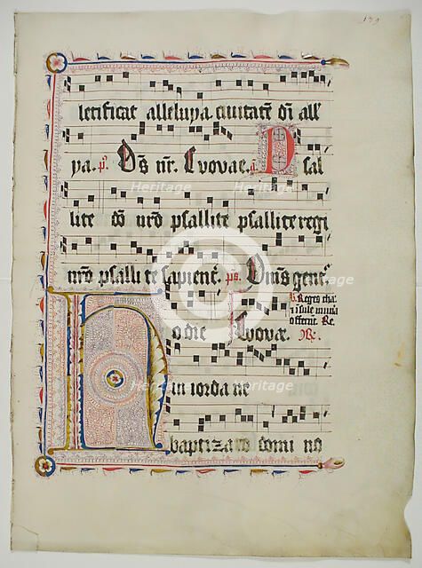 Manuscript Leaf with Initial H, from an Antiphonary, German, second quarter 15th century. Creator: Unknown.