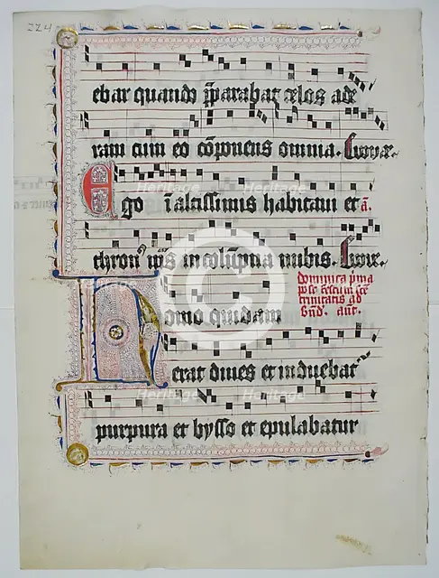 Manuscript Leaf with Initial H, from an Antiphonary, German, second quarter 15th century. Creator: Unknown.