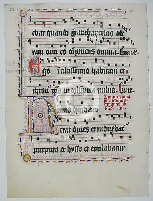 Manuscript Leaf with Initial H, from an Antiphonary, German, second quarter 15th century. Creator: Unknown.