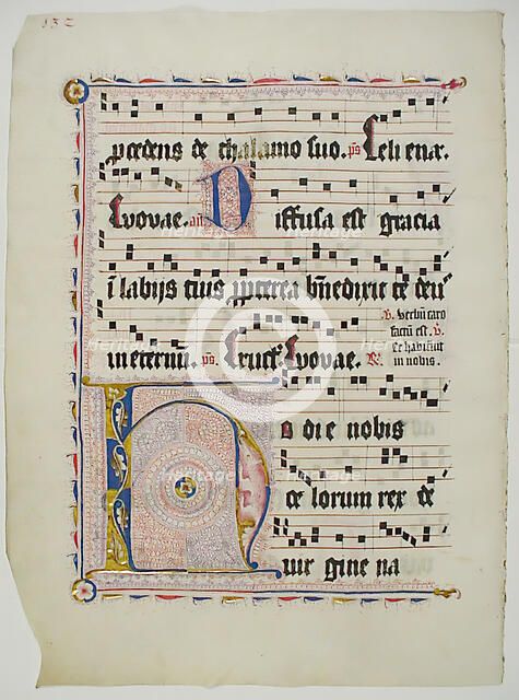 Manuscript Leaf with Initial H, from an Antiphonary, German, second quarter 15th century. Creator: Unknown.