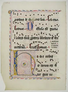 Manuscript Leaf with Initial H, from an Antiphonary, German, second quarter 15th century. Creator: Unknown