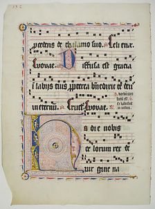 Manuscript Leaf with Initial H, from an Antiphonary, German, second quarter 15th century. Creator: Unknown